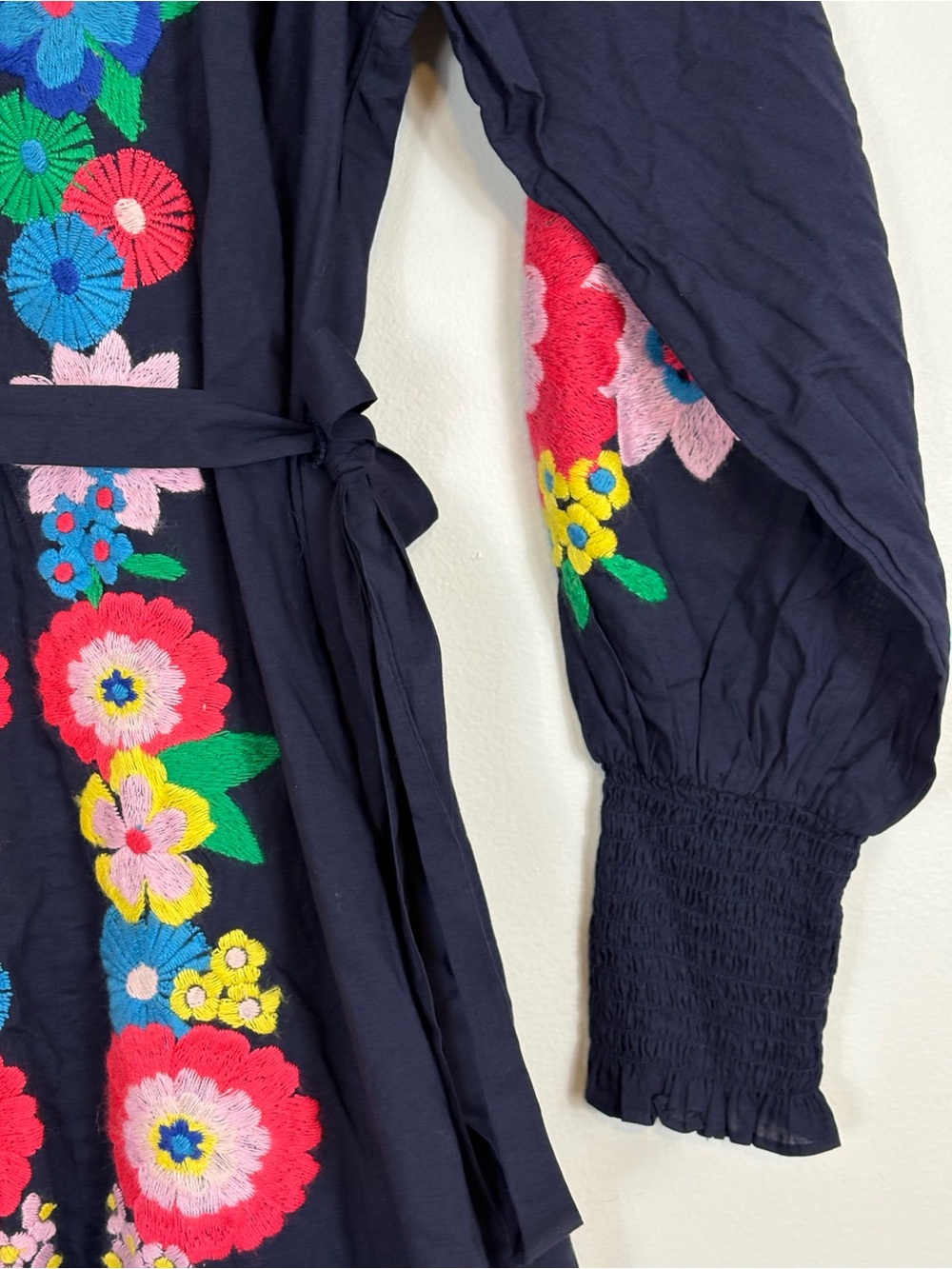 Boden Embroidered Cotton Maxi Dress Sz 6 Navy D002 - Picture 8 of 14